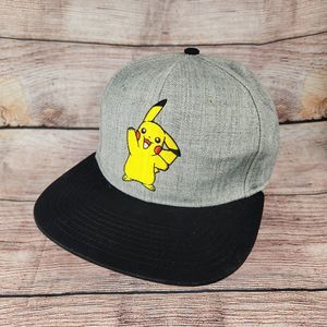 Pokemon Pikachu Snapback Hat Cap Grey Black Nintendo 2019